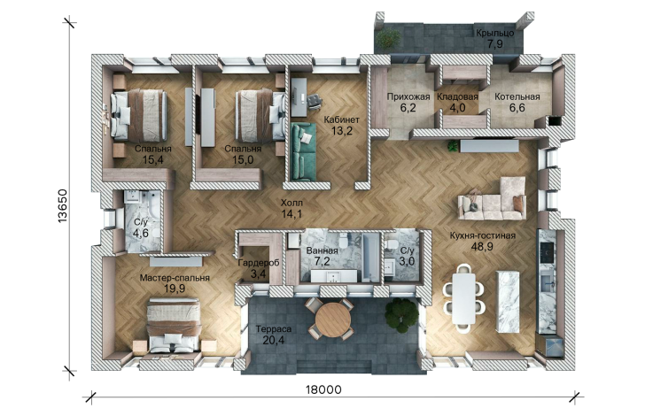 Проект АГ-190 - планировка первого этажа